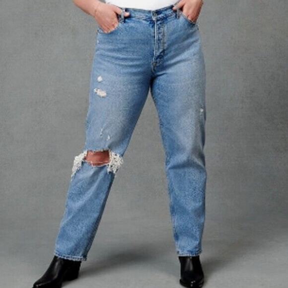 Abercrombie & Fitch SZ 34/18S The Dad High Rise Medium Wash Distressed - Picture 1 of 8
